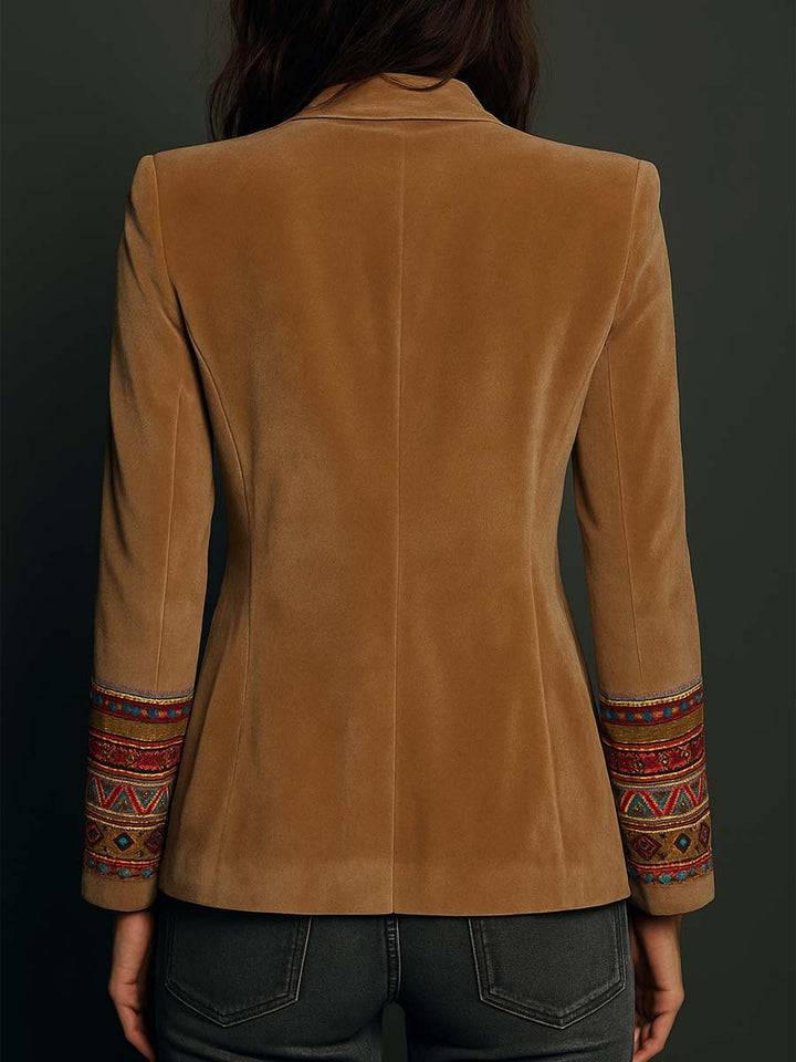 Margot - Embroidered Velvet Blazer with Bohemian Details