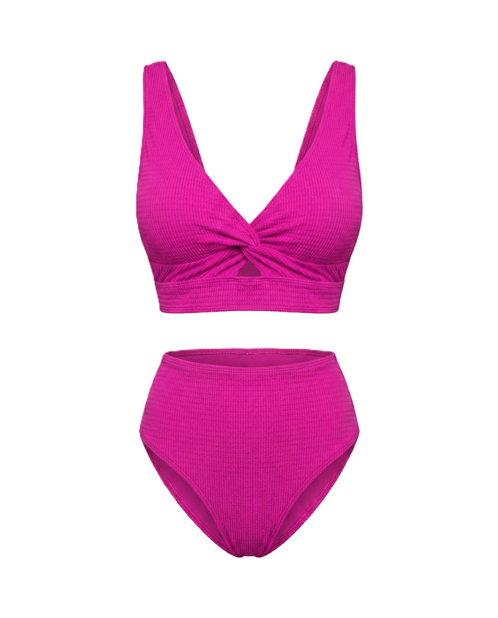 Sarah - Textured High-Waisted Bikini with Wrap Top