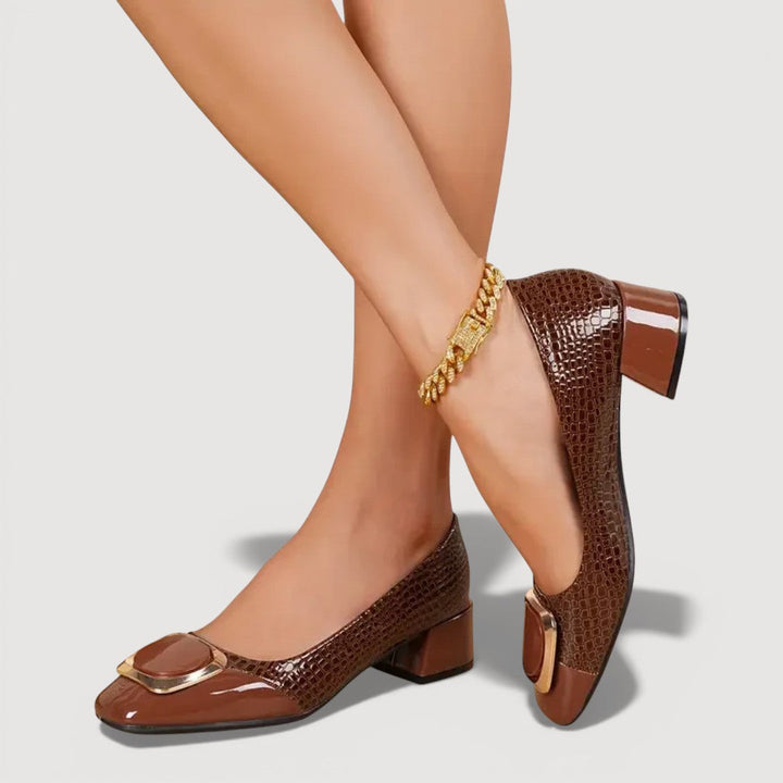 Fiorella - Croc-Effect Block Heels
