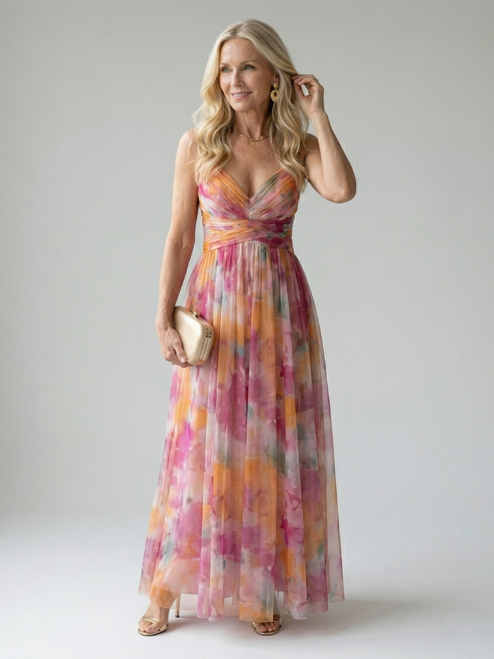 Edana - Long Ombre Dress with Thin Straps