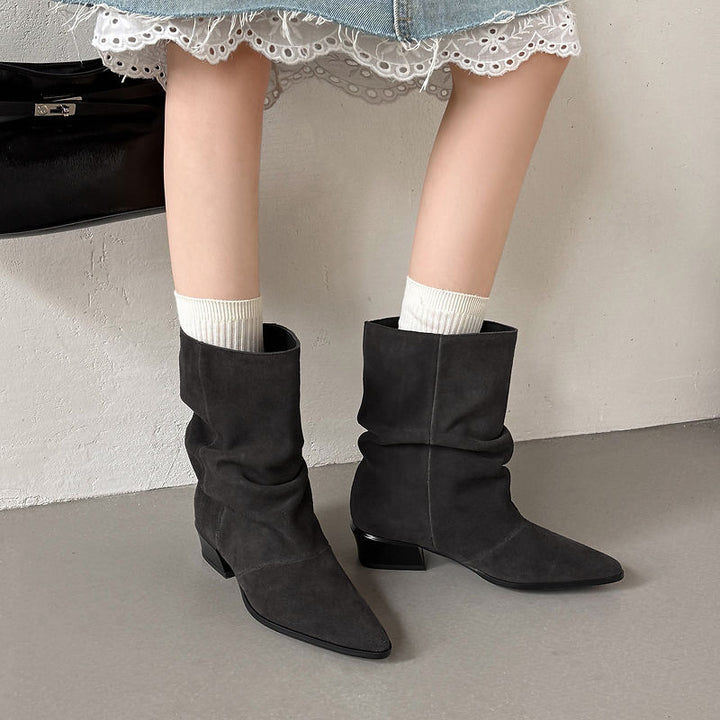 Bronwyn - Genuine Leather Western Ankle Boots
