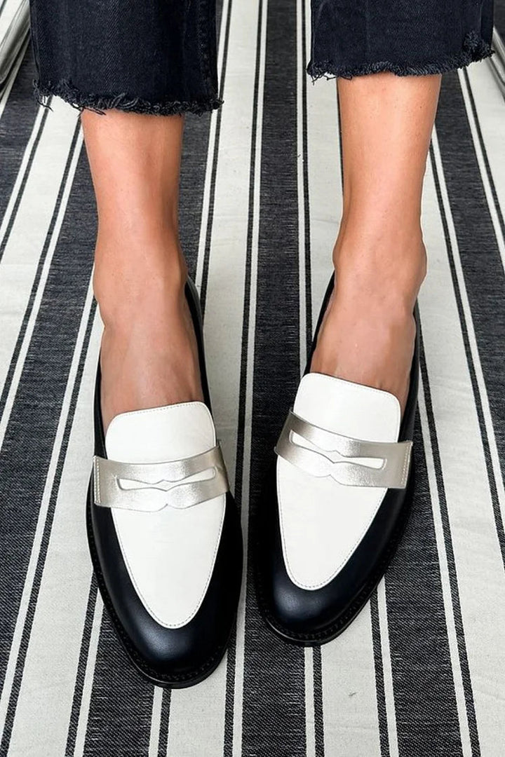 Aubree - Classic Black and White Loafers