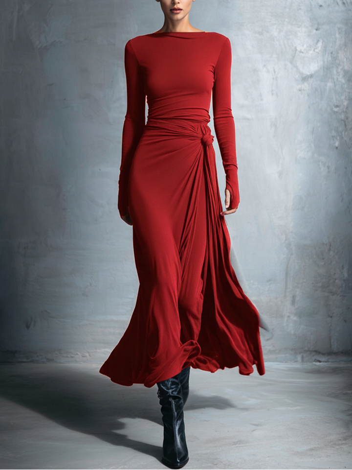 Pascale - Side-Knot Wrap Maxi Dress