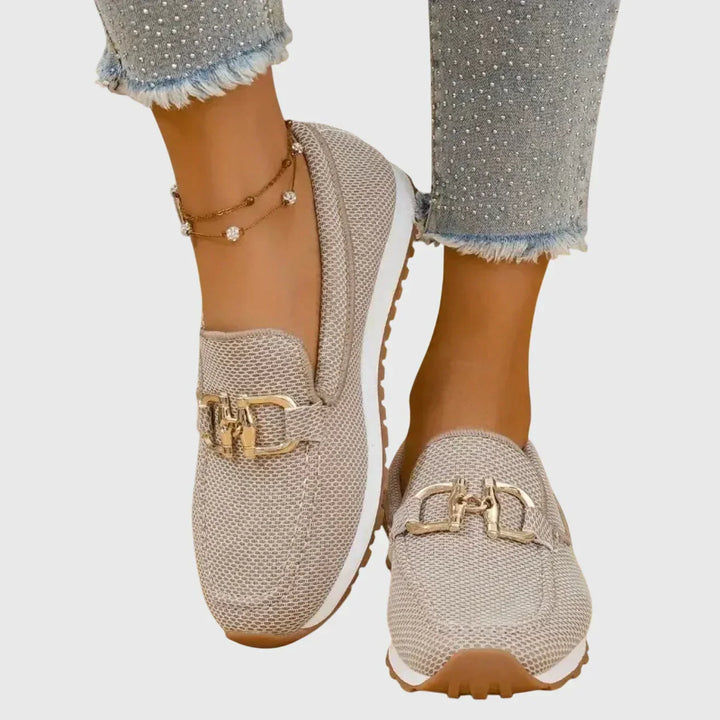 Beata - Gold Buckle Loafers