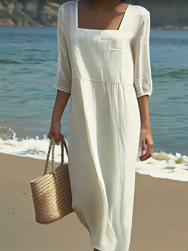 Brea - White Embroidered Casual Dress
