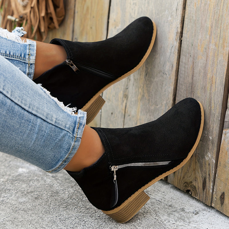 Carys - Comfort Leather Ankle Boots with Side Zip