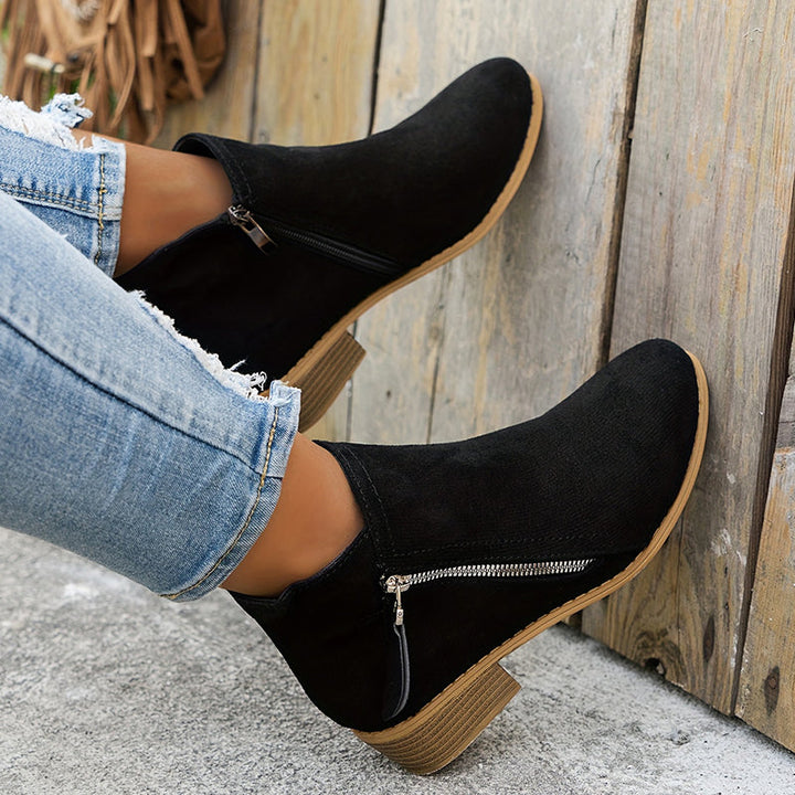 Carys - Comfort Leather Ankle Boots with Side Zip