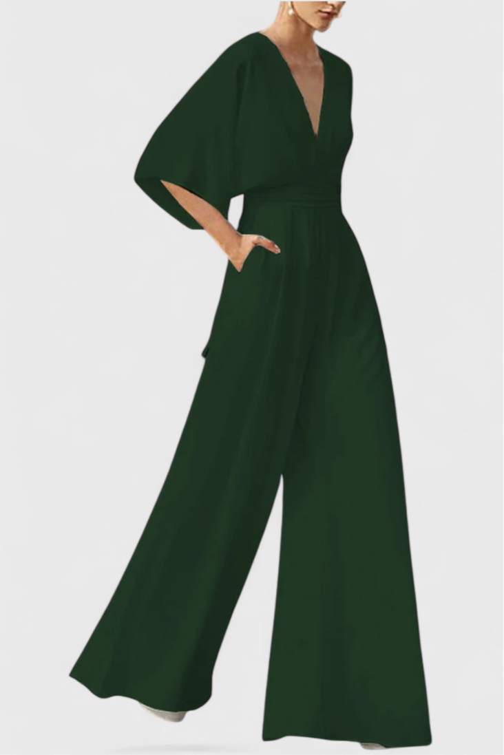 Isabeau - V-Neck Cape Sleeve Jumpsuit