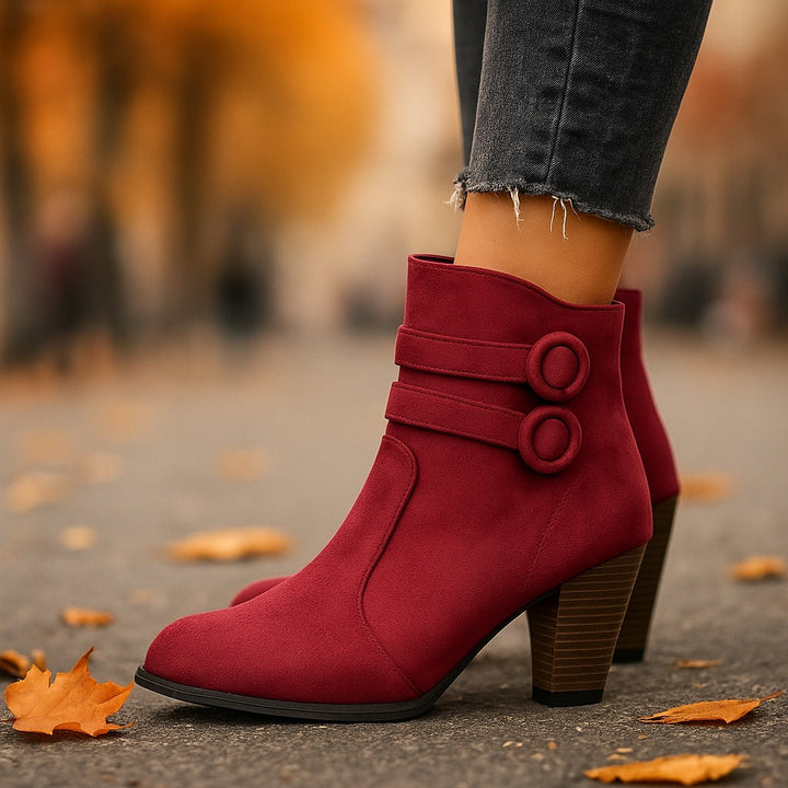 Lorna - Suede Double Strap Ankle Boots