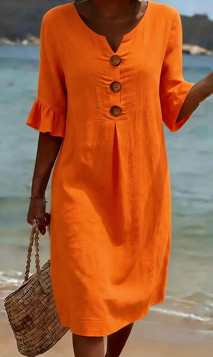 Shannon - Orange Floral Flutter Sleeve Dress