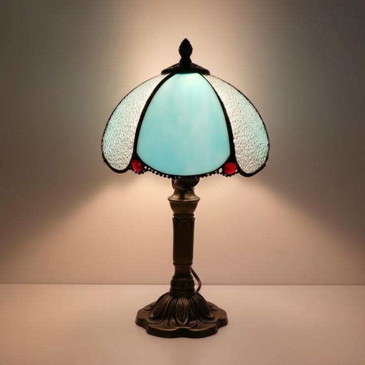 Blue Butterfly Stained Glass Style Lamp
