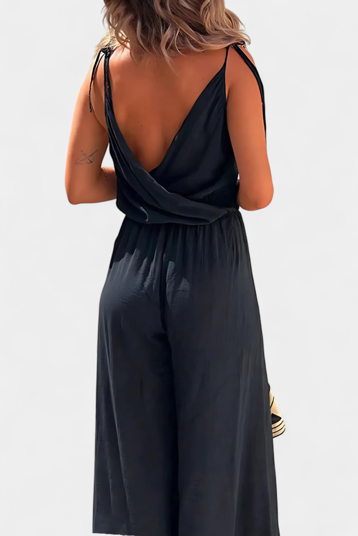 Brinley - Washed Cotton Cross-Neck Jumpsuit