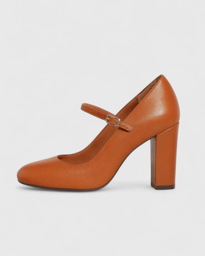 Candela - Caramel Ankle Strap Block Heels