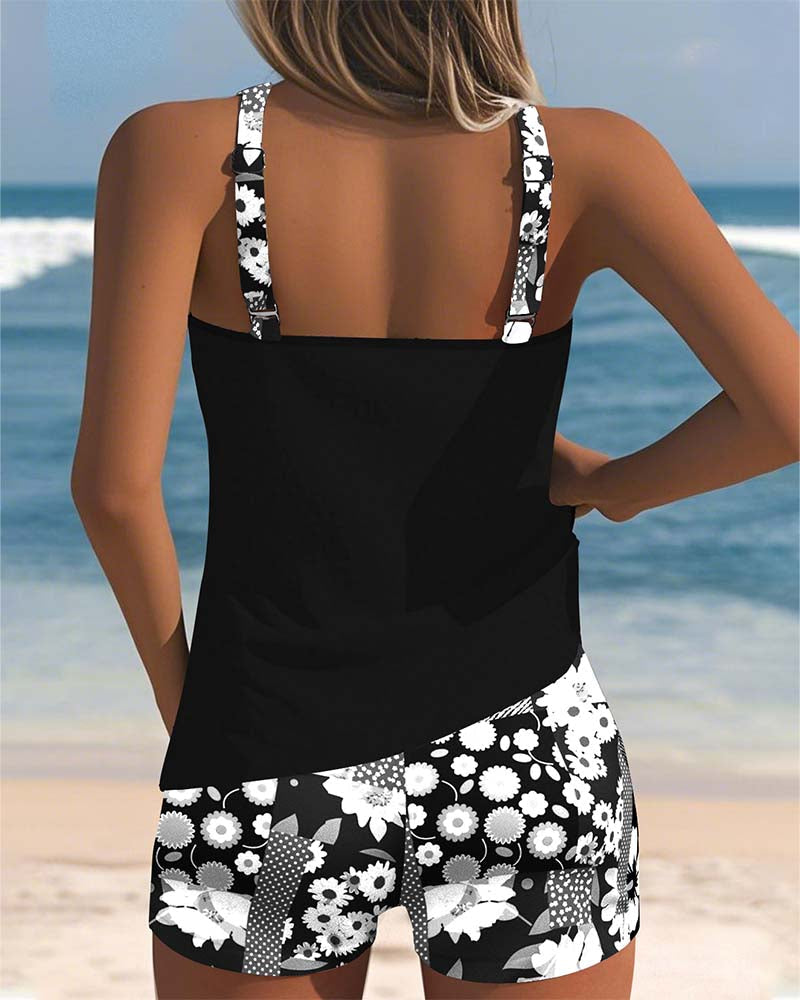 Renee - Quick-Dry Swim Top and Printed Shorts Set