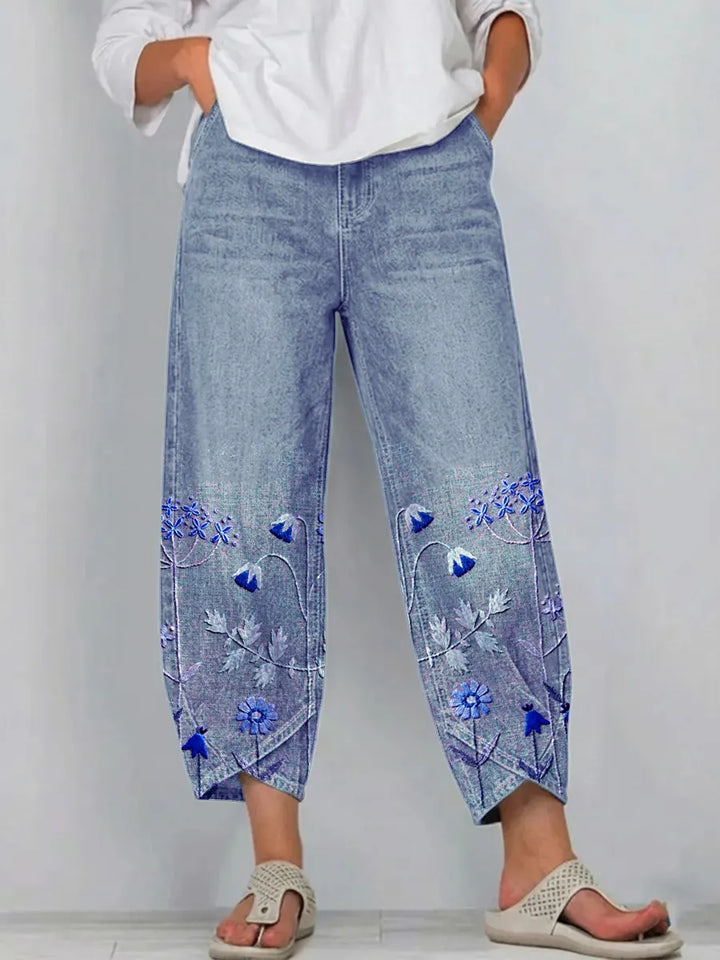 Elora - Embroidered Floral Everyday Pants