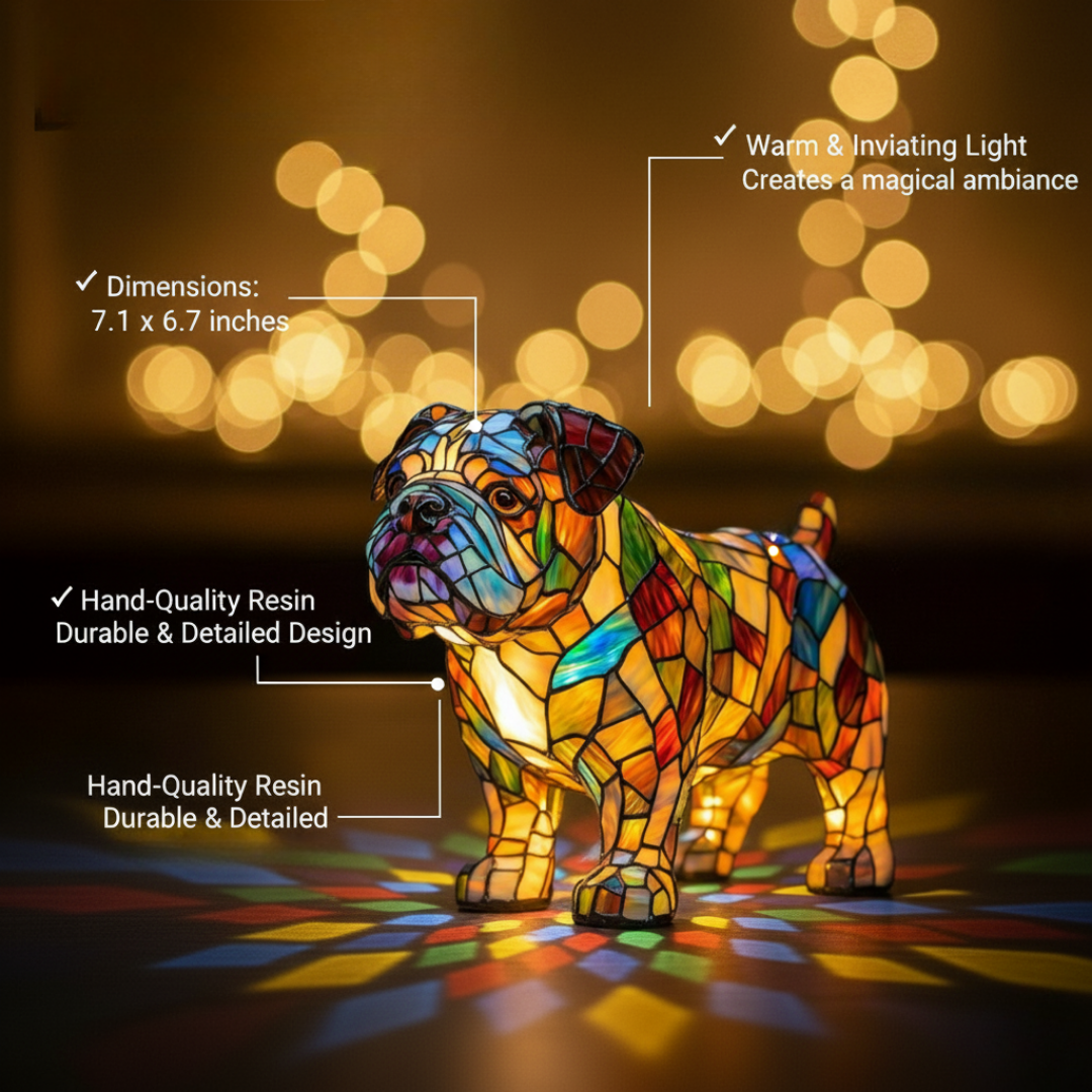 Bulldog Steps Coloured Glass Lamp
