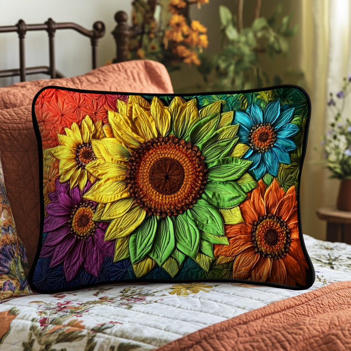 Elegant Sunflower Quilted Pillowcase