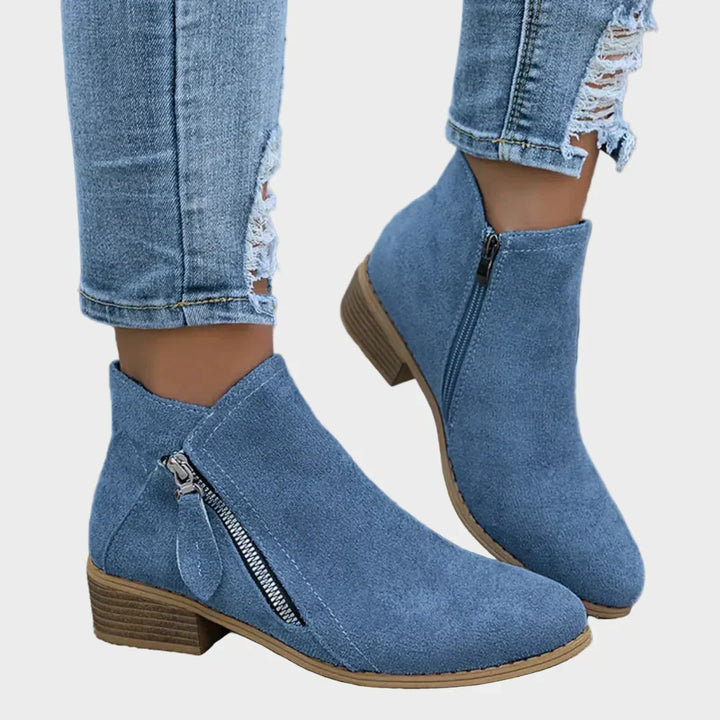 Carys - Comfort Leather Ankle Boots with Side Zip
