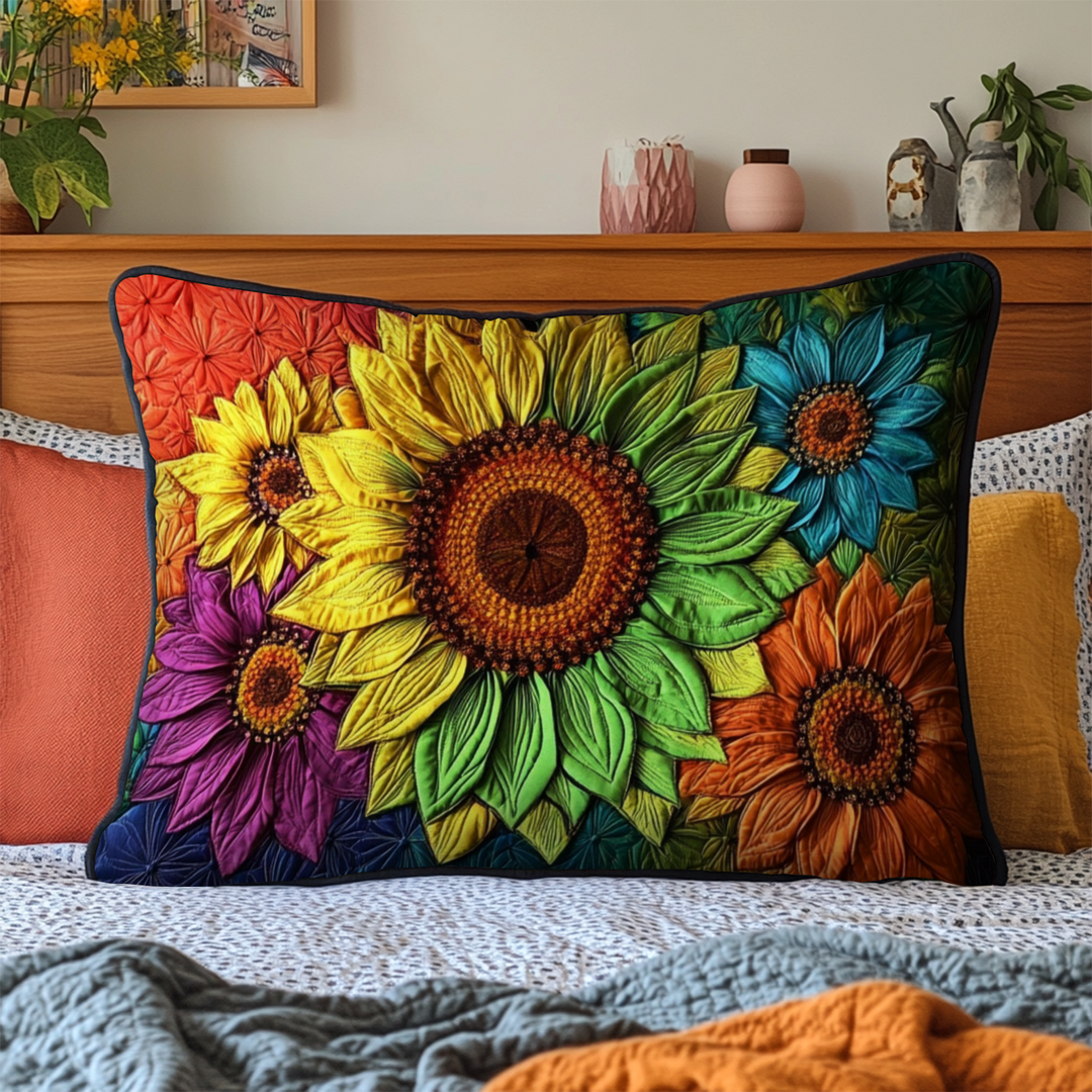 Elegant Sunflower Quilted Pillowcase