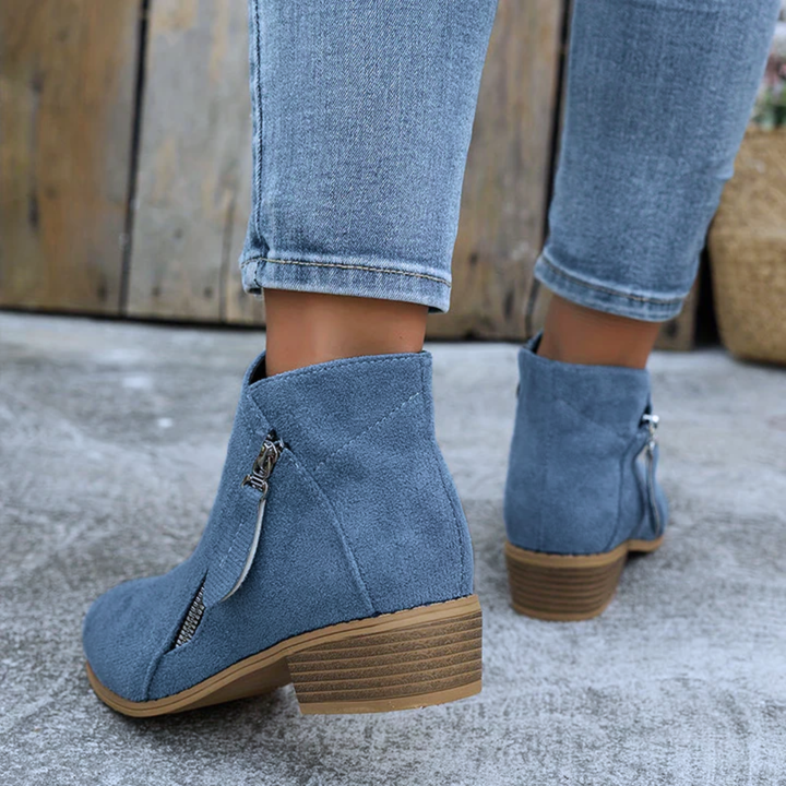 Carys - Comfort Leather Ankle Boots with Side Zip