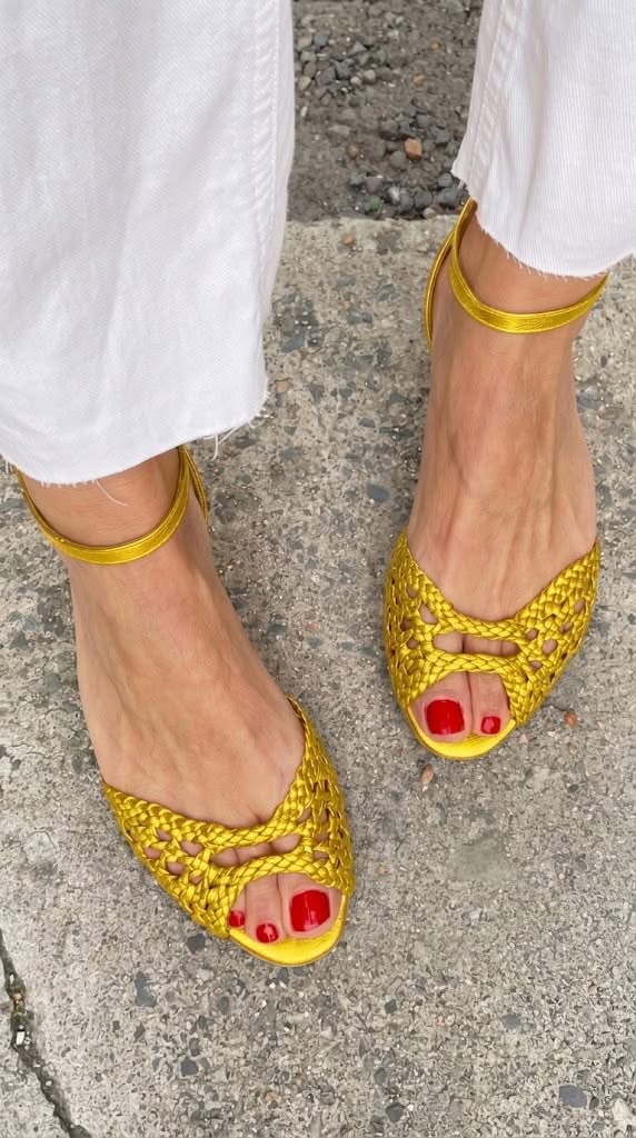Sonia - Gold Woven Flat Sandals