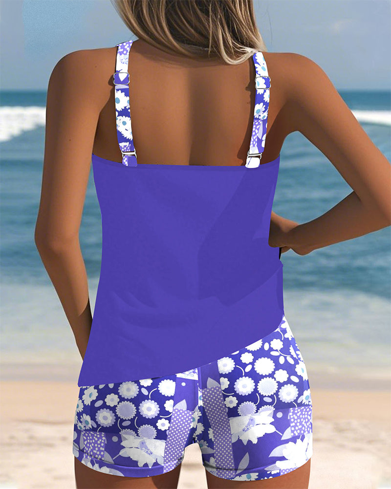 Renee - Quick-Dry Swim Top and Printed Shorts Set