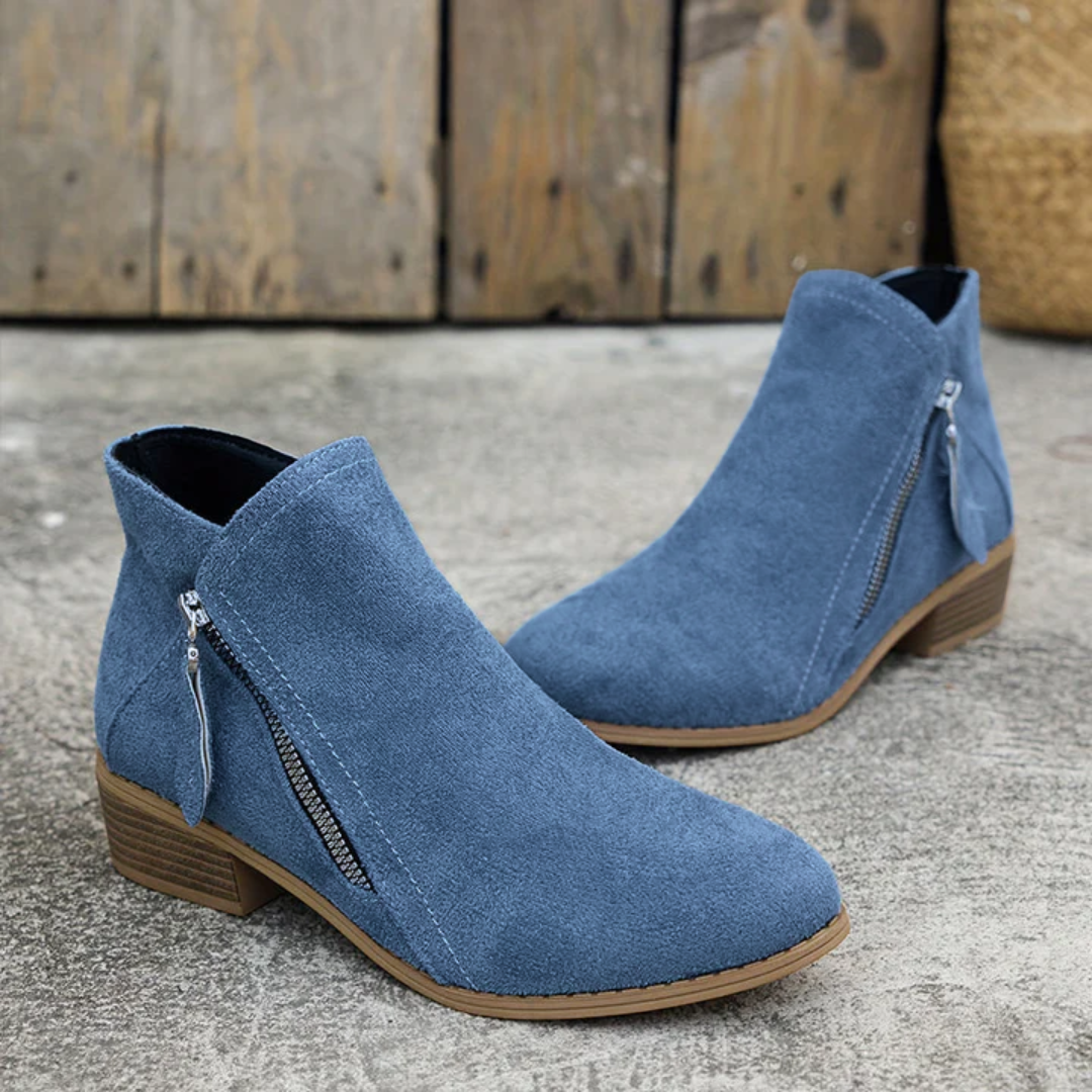 Carys - Comfort Leather Ankle Boots with Side Zip