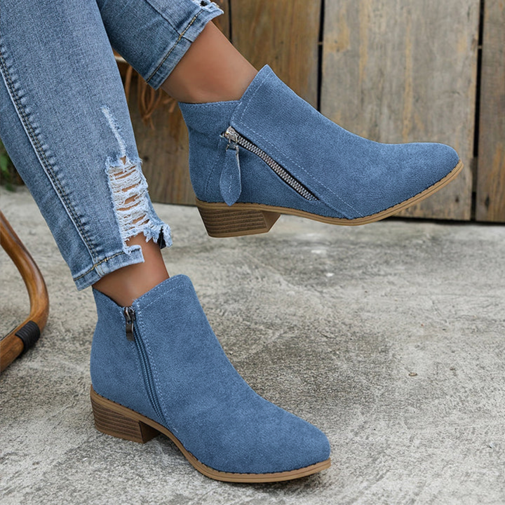 Carys - Comfort Leather Ankle Boots with Side Zip