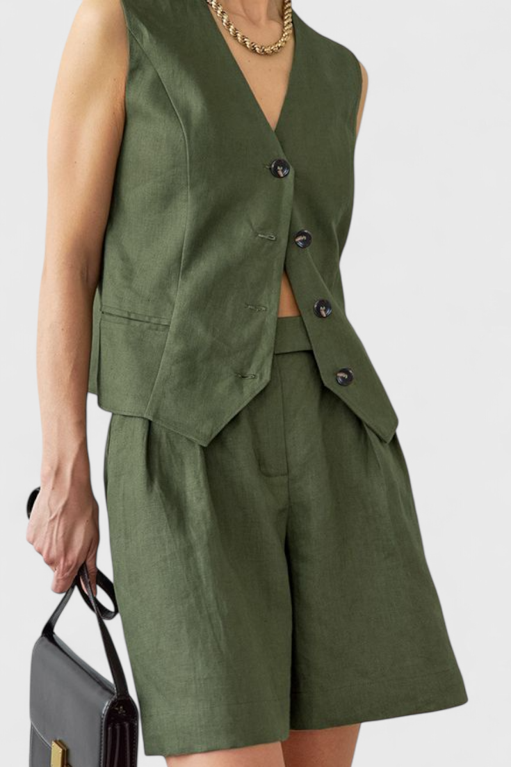 Raquel - Safari Summer Shirt and Shorts Matching Set