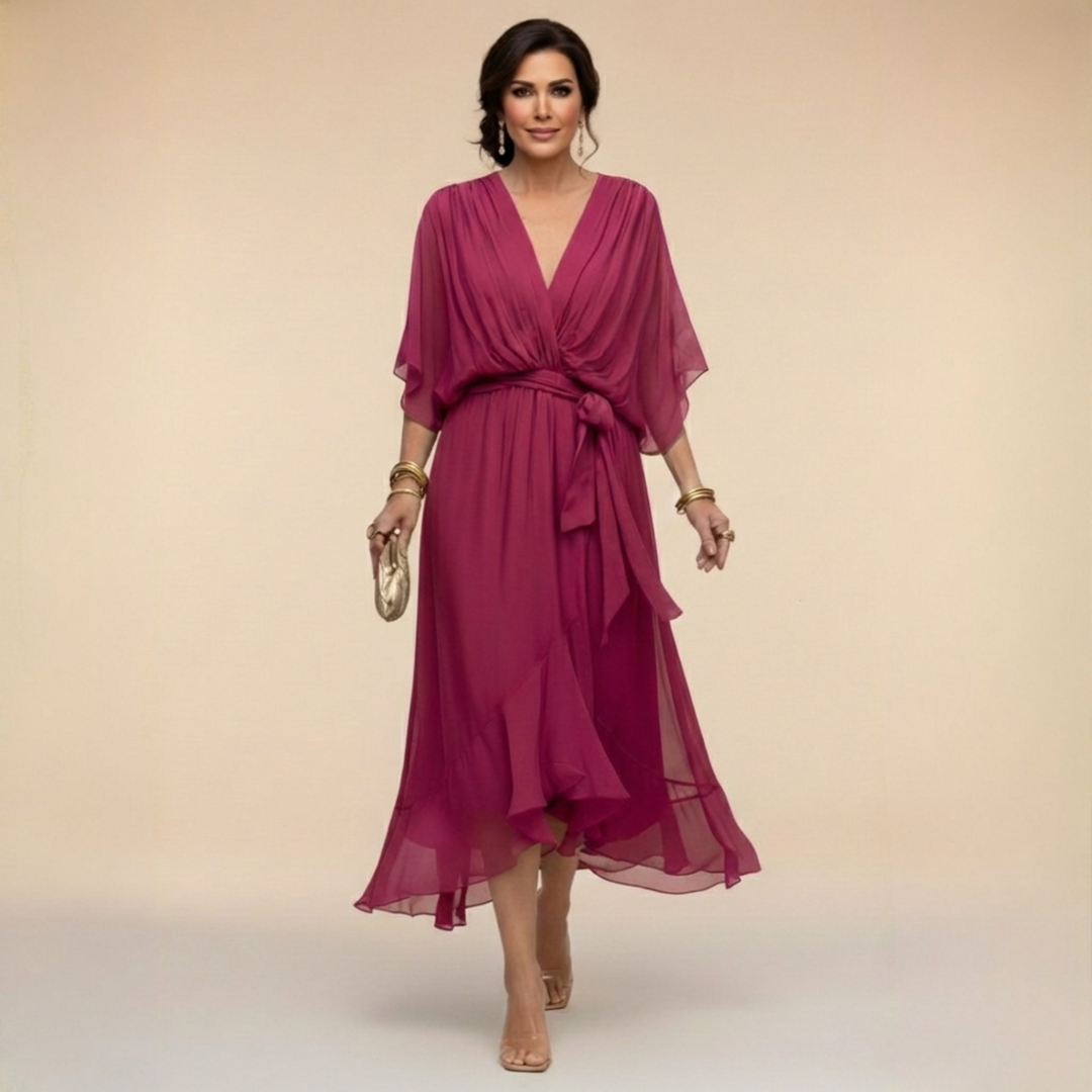 Harmonie - Satin V-Neck Dress