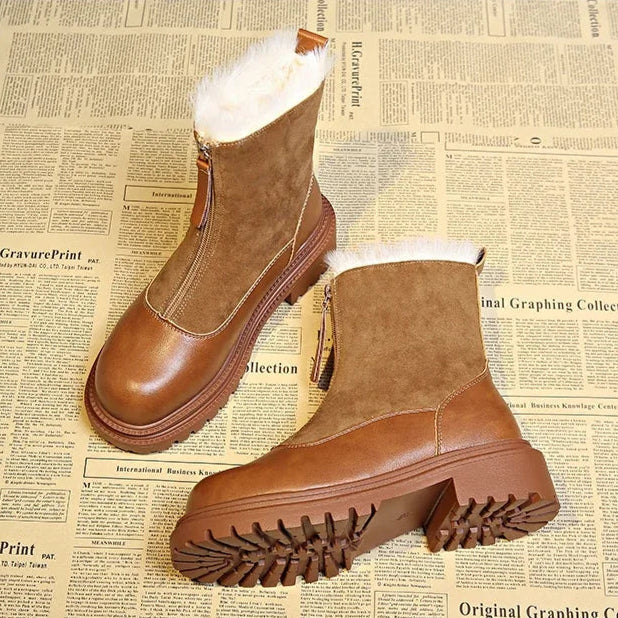 Shea - Suede Detail Leather Boots