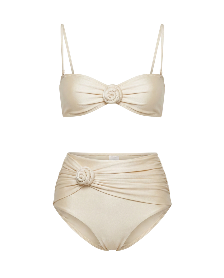 Abigail - High-Waisted Bikini with 3D Flowers