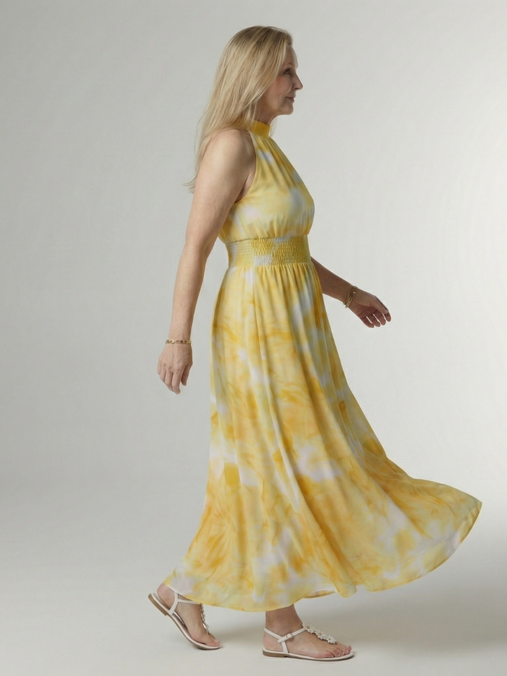 Brittany - Halter Midi Dress with Adjustable Waist