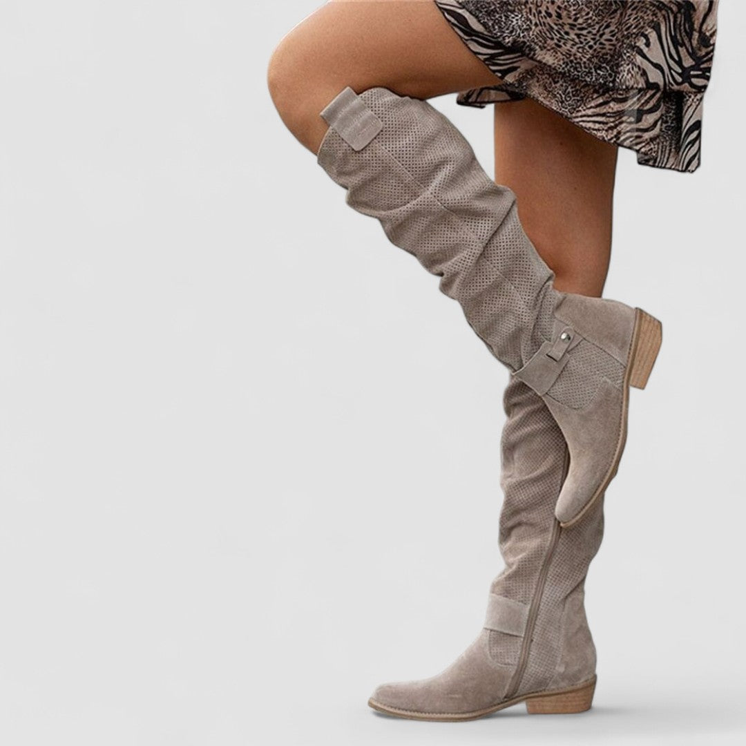 Karina - Western Style Suede Ankle Boots