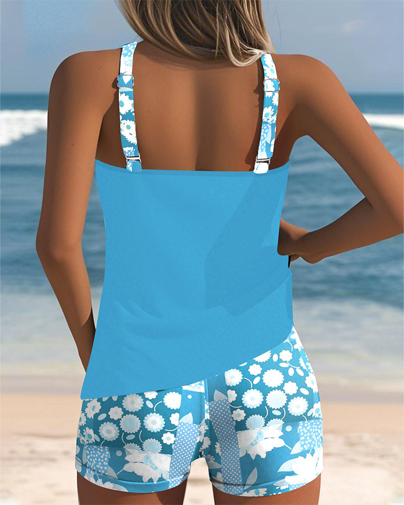 Renee - Quick-Dry Swim Top and Printed Shorts Set