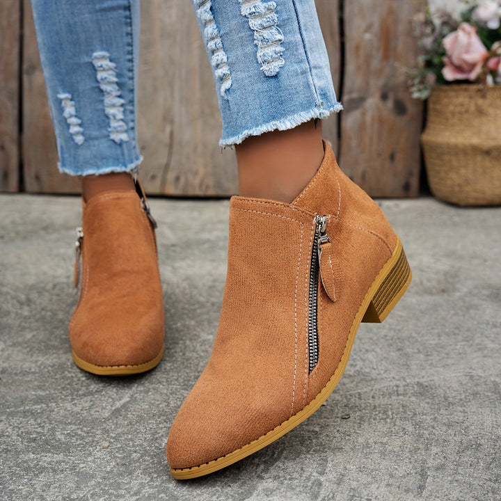 Carys - Comfort Leather Ankle Boots with Side Zip