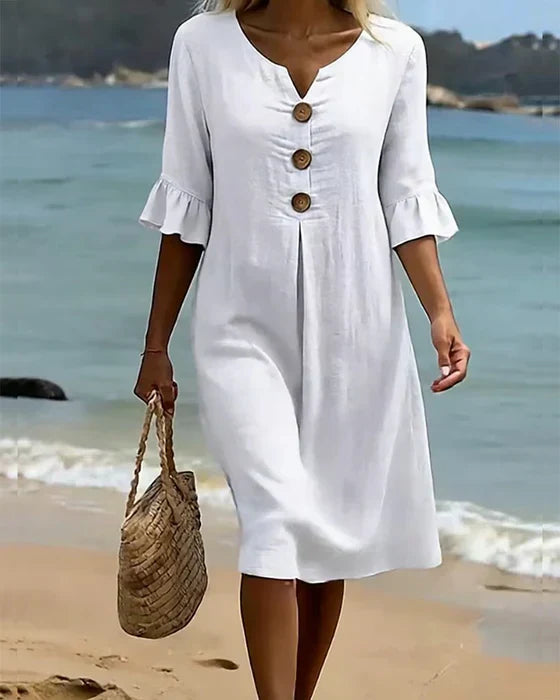 Lily - White Floral Puff Sleeve Dress