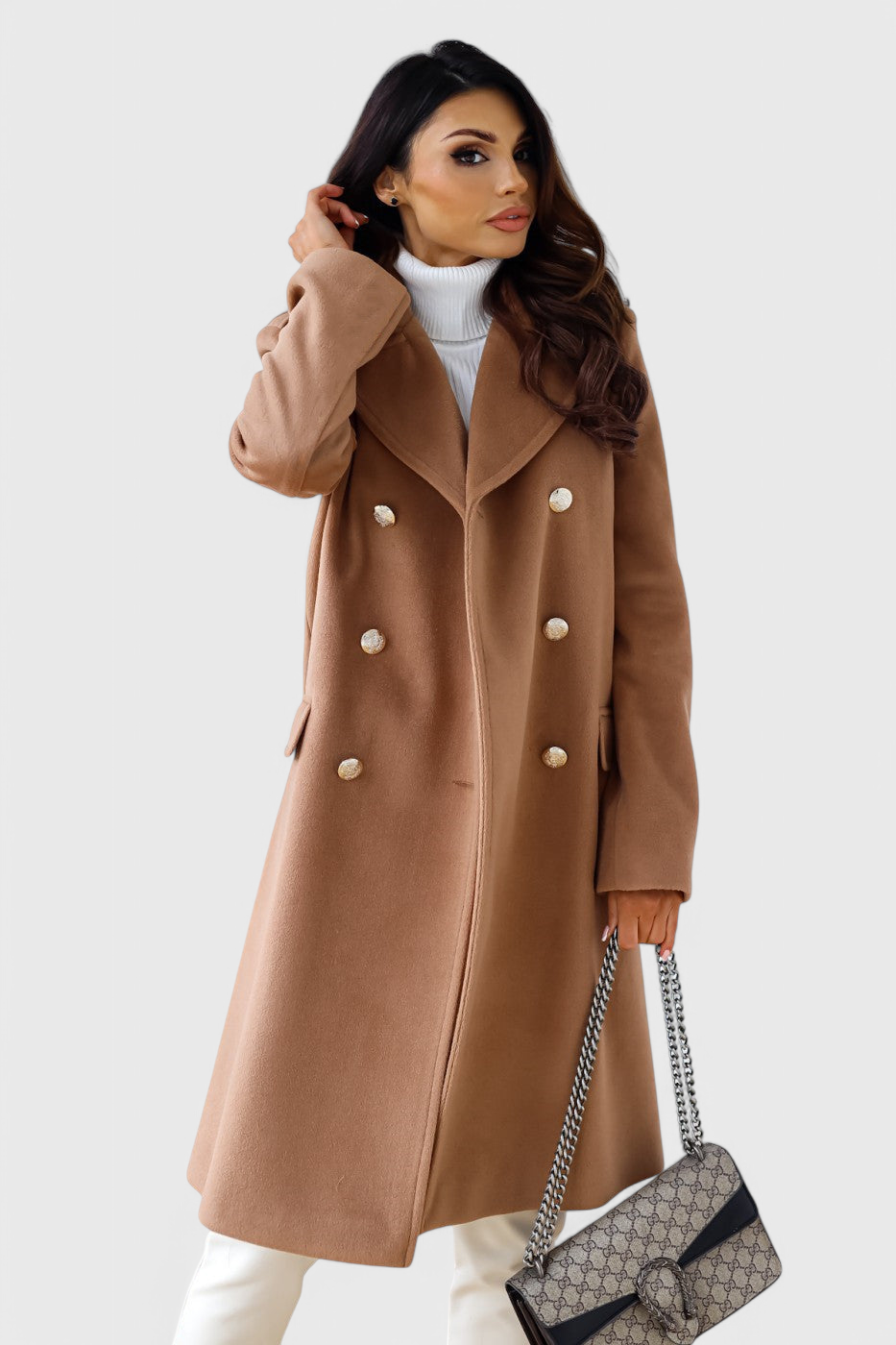 Ava - Classic Double-Breasted Wool-Blend Coat