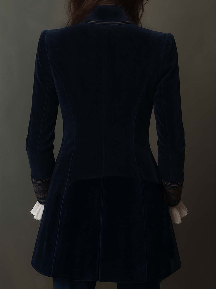 Fern - Long Coat with Decorative Embroidery