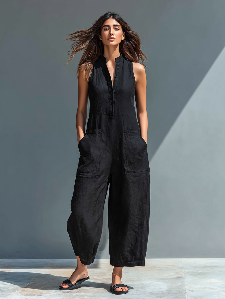 Fabiola - Sleeveless Wide-Leg Jumpsuit with Pockets