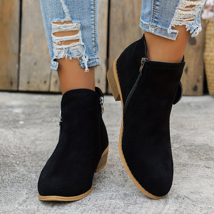 Carys - Comfort Leather Ankle Boots with Side Zip