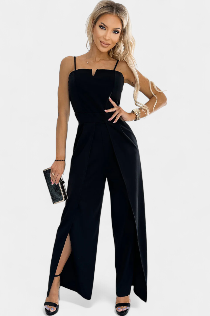 Adalia - Spaghetti Strap Slit Jumpsuit