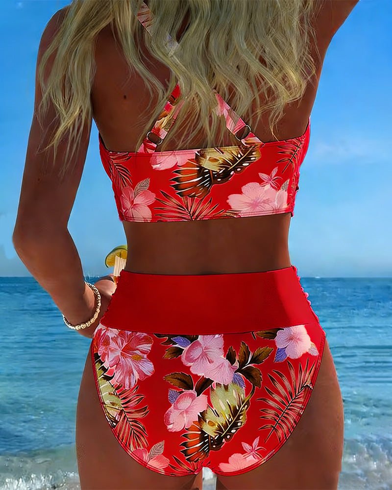 Auralee - Floral Contrast Two-Piece Bikini
