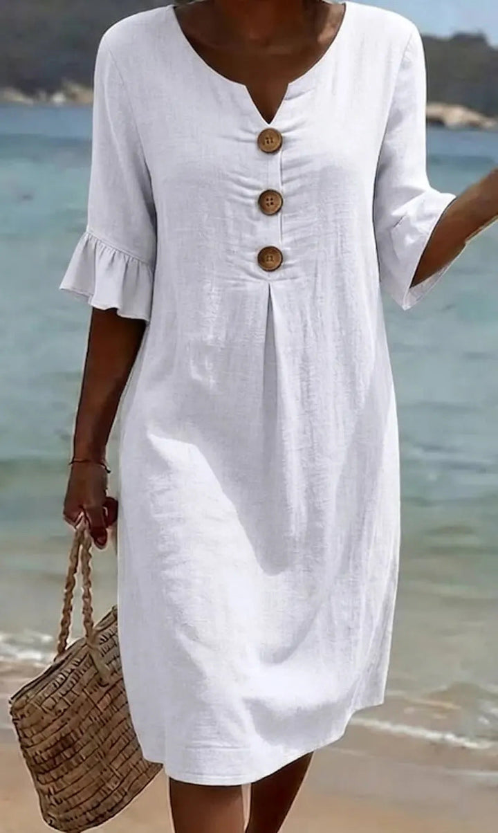 Lily - White Floral Puff Sleeve Dress