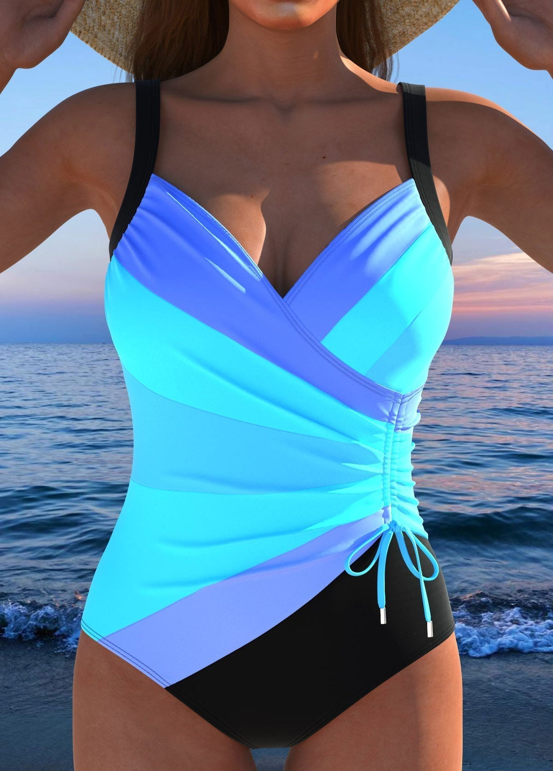 Cecile - Wrap Neckline One-Piece Swimsuit