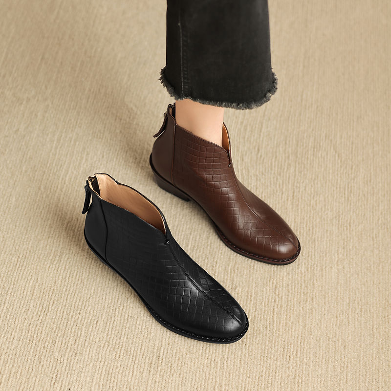 Dulcie - Genuine Leather Straight Shaft Boots