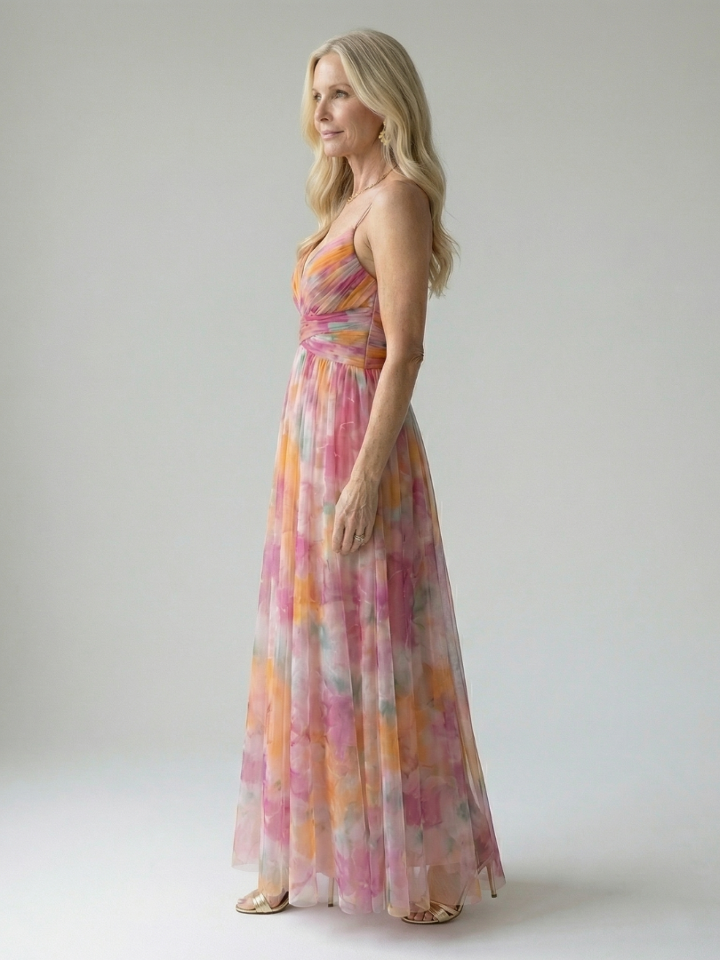Edana - Long Ombre Dress with Thin Straps