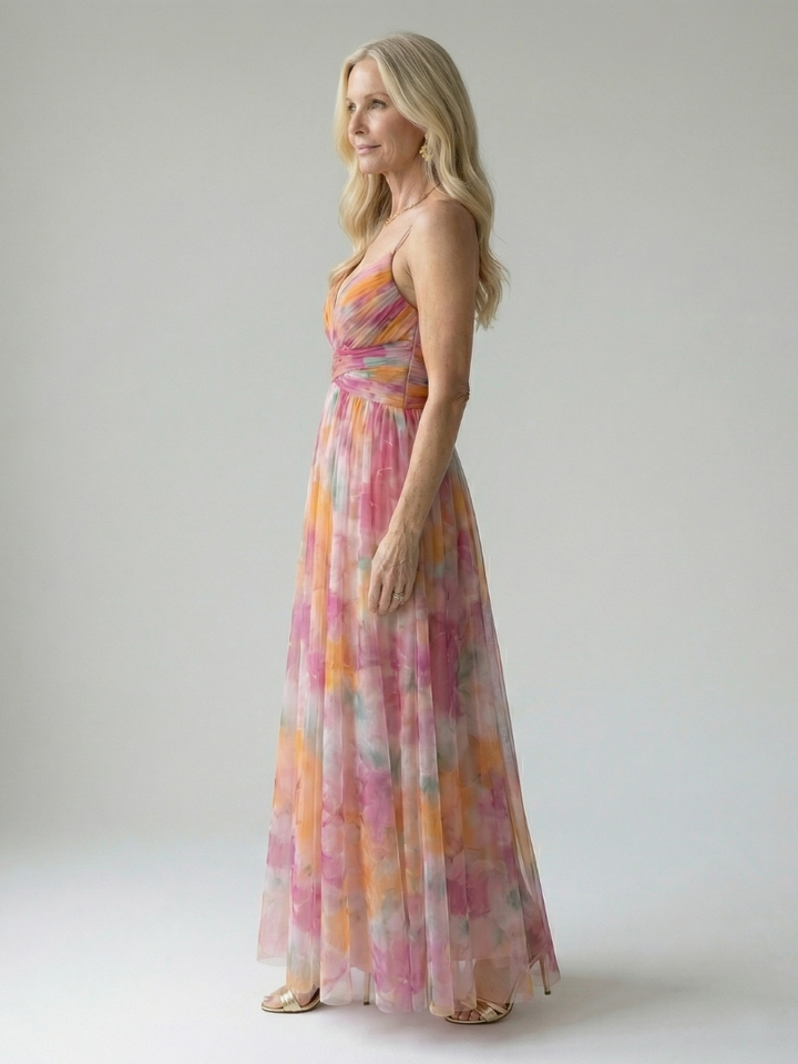 Edana - Long Ombre Dress with Thin Straps