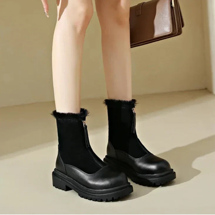 Shea - Suede Detail Leather Boots