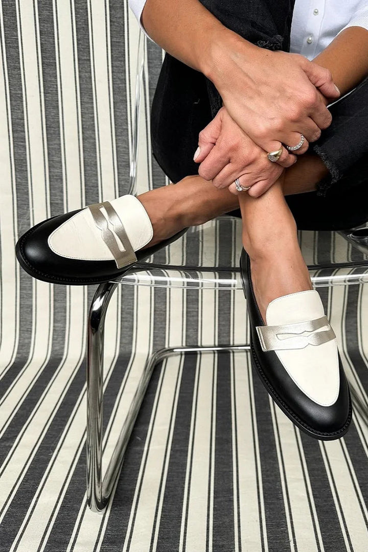 Aubree - Classic Black and White Loafers